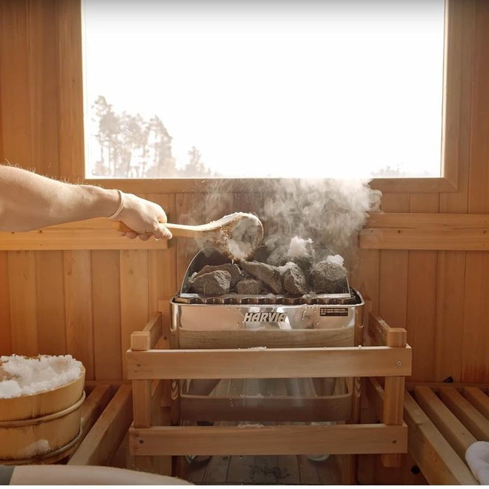 Putting snow on Harvia KIP sauna heater