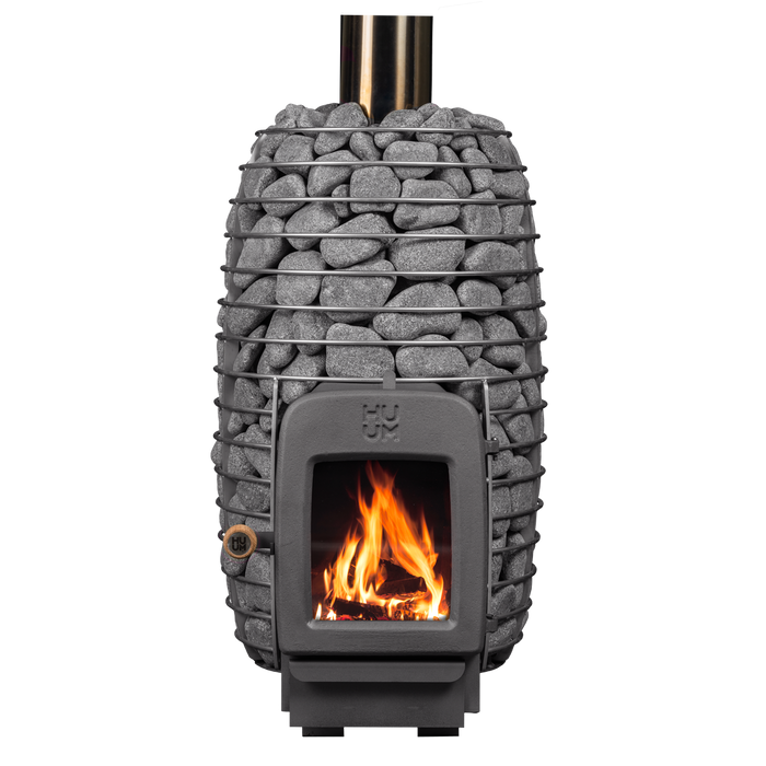 HUUM HIVE HEAT LS 12kW Wood Burning Sauna Stove Package w/ Thru-Roof Chimney and Stones