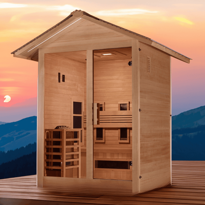 Golden Designs Carinthia 3-Person Infrared+Traditional Outdoor Sauna | GDI-8123-01