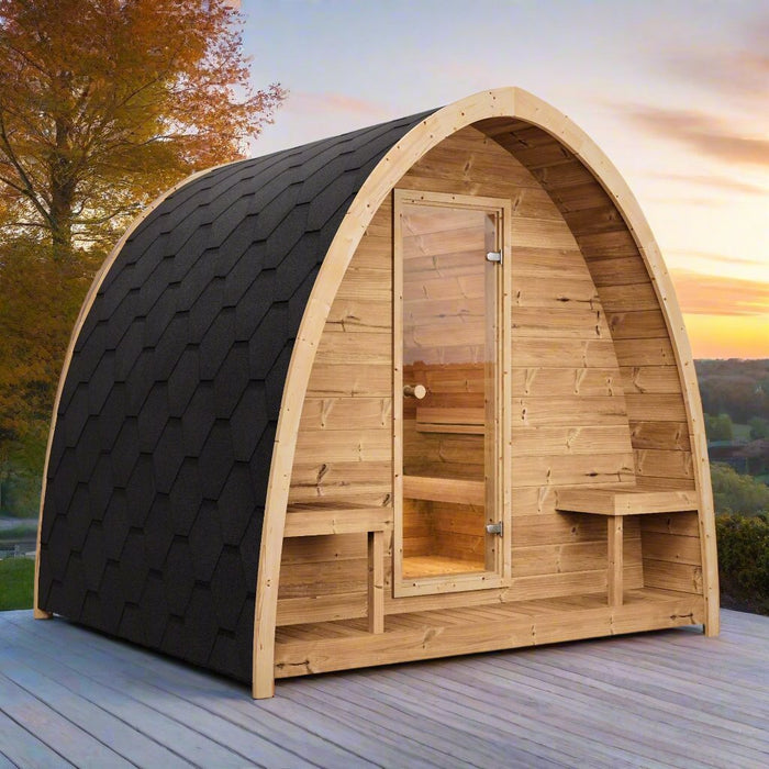 Sauna tradicional tipo cápsula para exteriores SaunaLife para 4 personas | Modelo G3