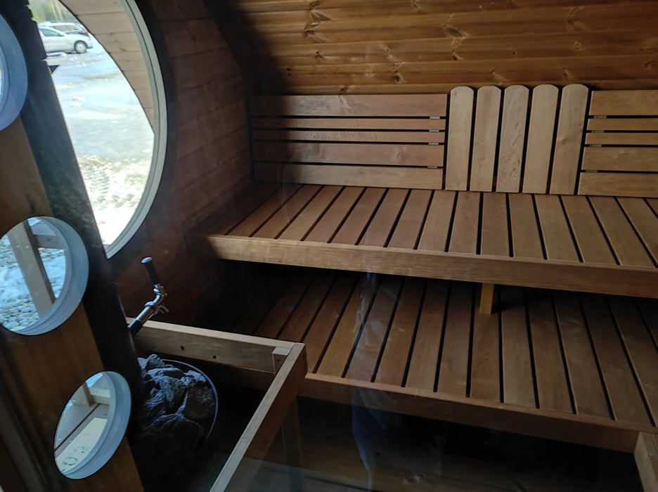 SaunaLife 8 Person Outdoor Barrel Sauna with Changeroom  | G11