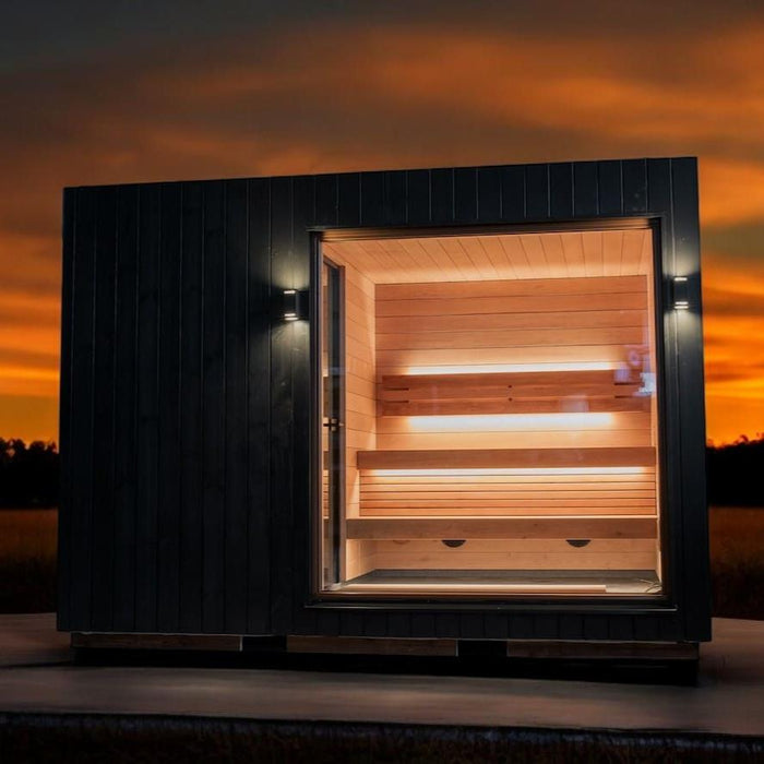 Saunum AirCube Double 3-Person Outdoor Traditional Sauna with Changeroom