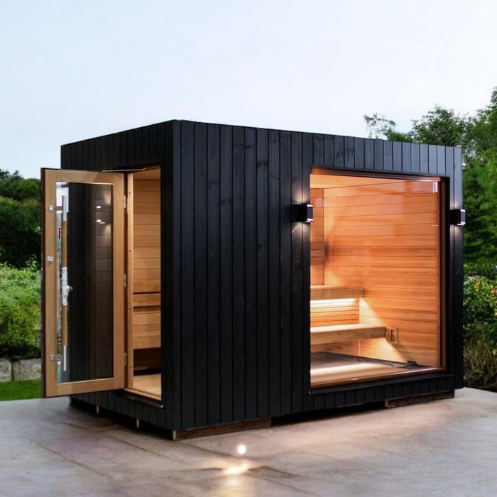 Saunum AirCube Double 3-Person Outdoor Traditional Sauna with Changeroom