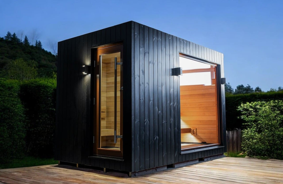 Saunum AirCube Double 3-Person Outdoor Traditional Sauna with Changeroom