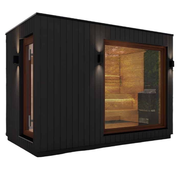 Saunum AirCube Double 3-Person Outdoor Traditional Sauna with Changeroom