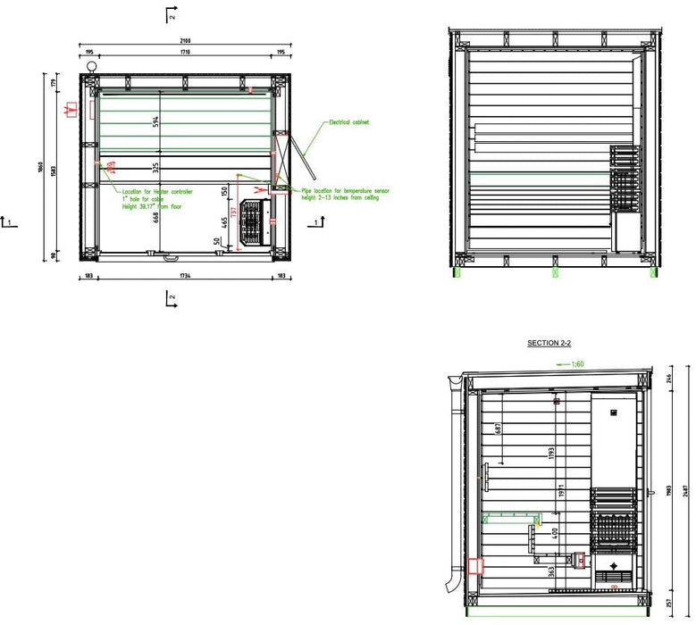 Saunum Classic Mini 3-Person Outdoor Traditional Sauna