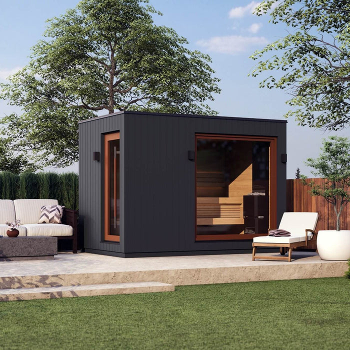 Saunum AirCube Double 3-Person Outdoor Traditional Sauna with Changeroom