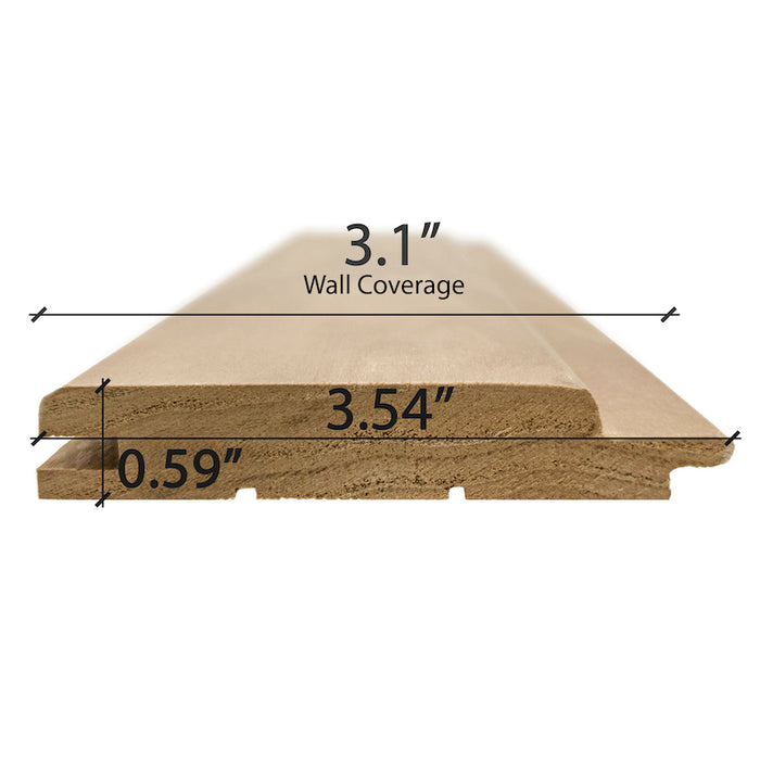 Revestimiento de pared de madera para sauna Prosaunas, Thermo-Aspen, con espacio medio, 1" x 4" | WOOD664