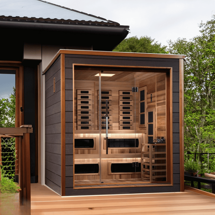 Golden Designs Karlstad 6-Person Infrared+Traditional Cedar Outdoor Sauna | GDI-8226-01