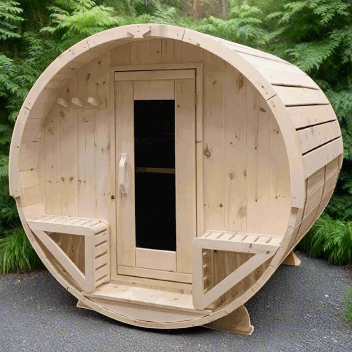 True North Canadian Made 4-6 Person 8' Long Outdoor Traditional Barrel Sauna