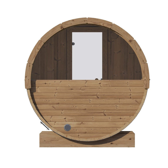 SaunaLife 4 Person Barrel Sauna With Rear Window & Harvia KIP Electric Heater Kit