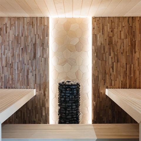 EmotionWood Abachi, Hexagon, Decorative Sauna Wall Panel