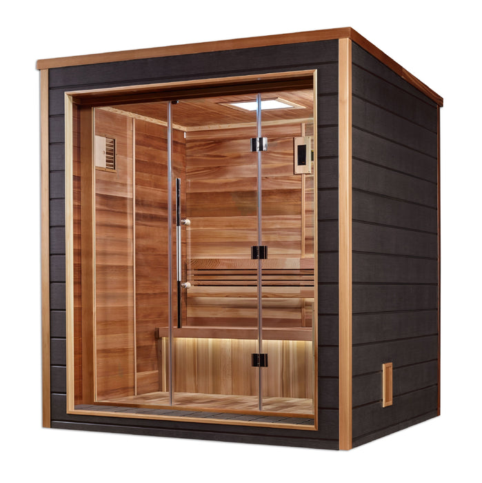Golden Designs Drammen 3-Person Traditional Cedar Outdoor Sauna | GDI-8203-01