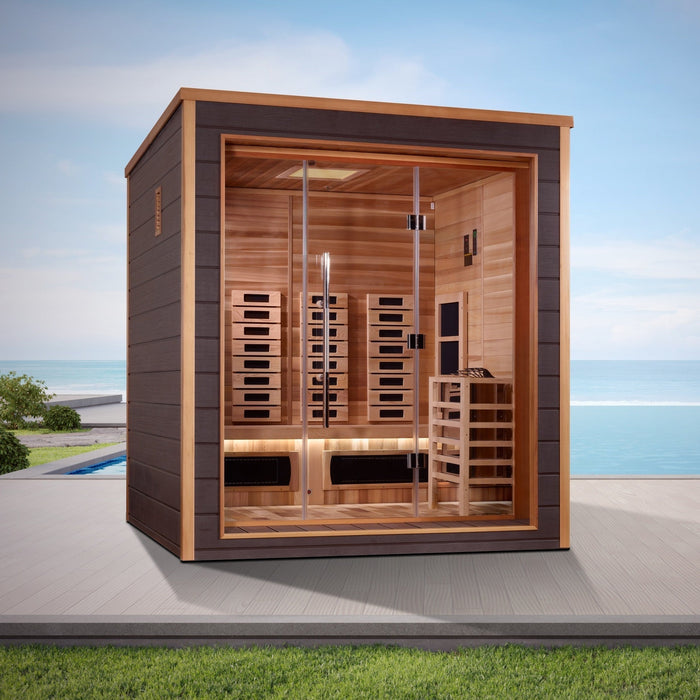 Golden Designs Visby 3-Person Infrared+Traditional Cedar Outdoor Sauna | GDI-8223-01