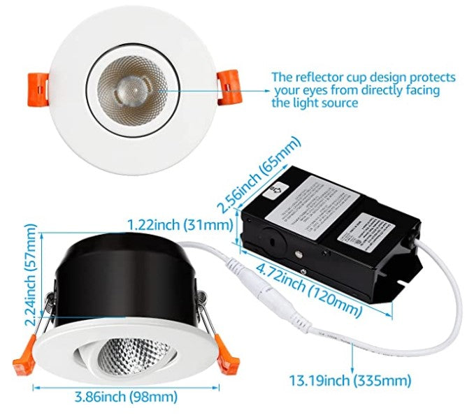 Scandia LED Recessed Aimable Sauna Light