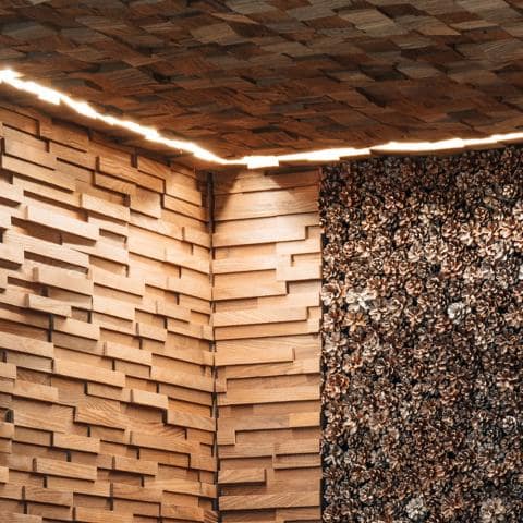 EmotionWood Thermo-Ash, Square 58, Decorative Sauna Wall Panel