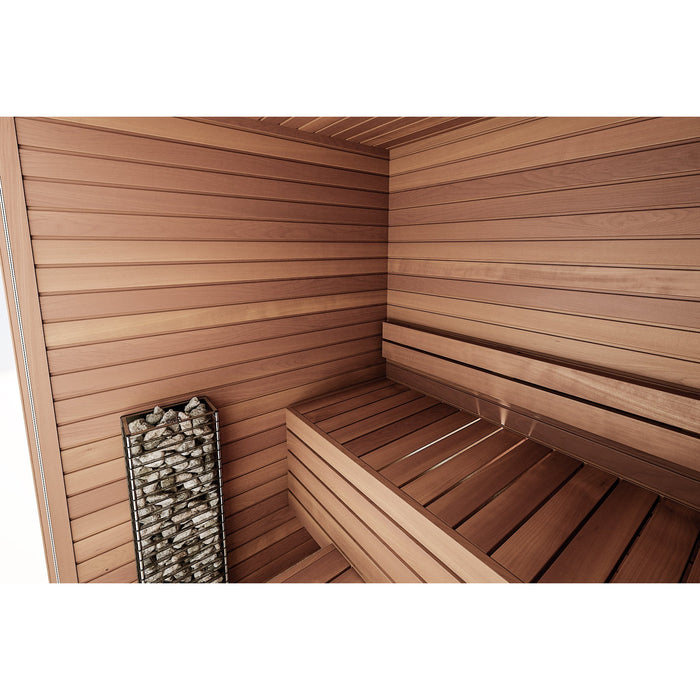 Auroom Cala Glass Sauna interior tradicional para 2-4 personas