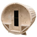 Cedar barrel sauna with white background
